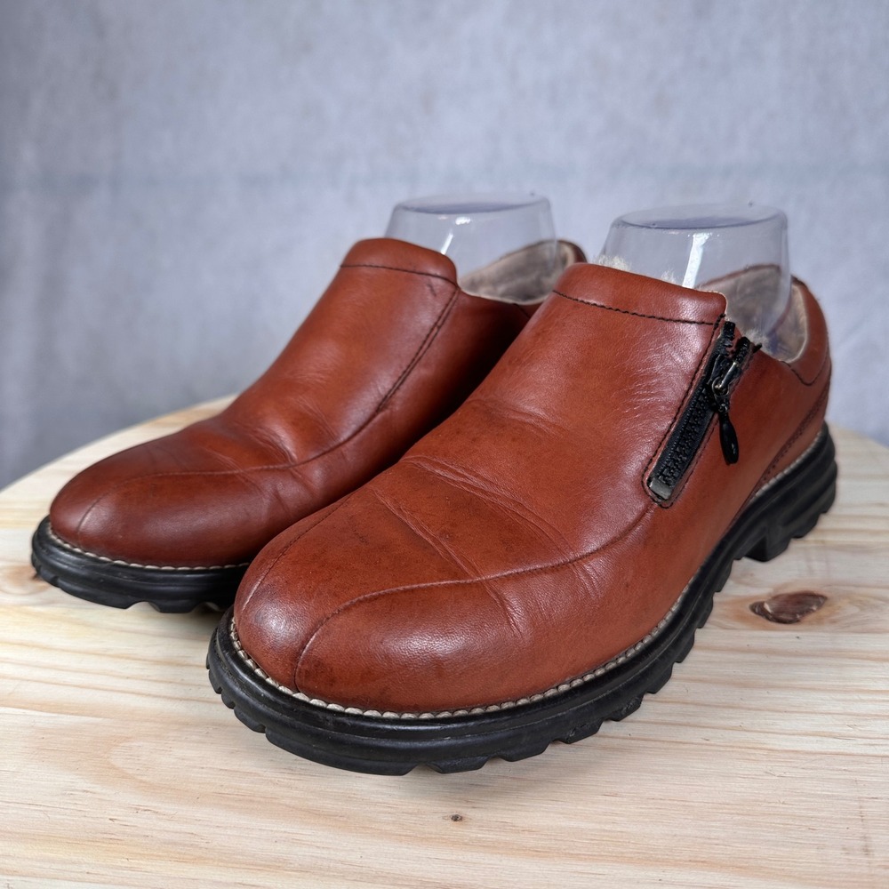 UGG Australia Loafers Women's Size 7 Brown Good Leather Shearling Lined Zip Up